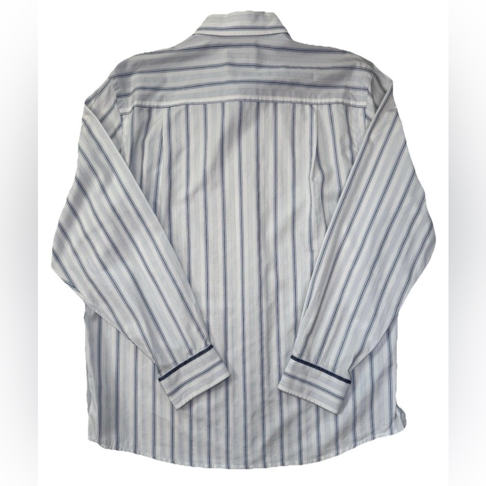 Tommy Bahama Jeans Flip Cuff Striped Button Up Shirt Men L Blue White Beach Camp - Picture 4 of 9